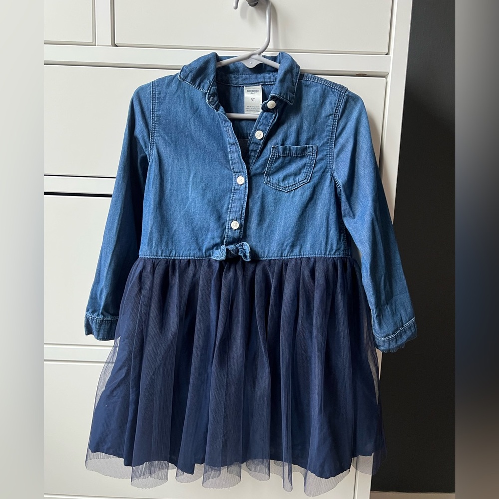 OshKosh B’gosh Blue Denim and Navy Tulle Dress 3T